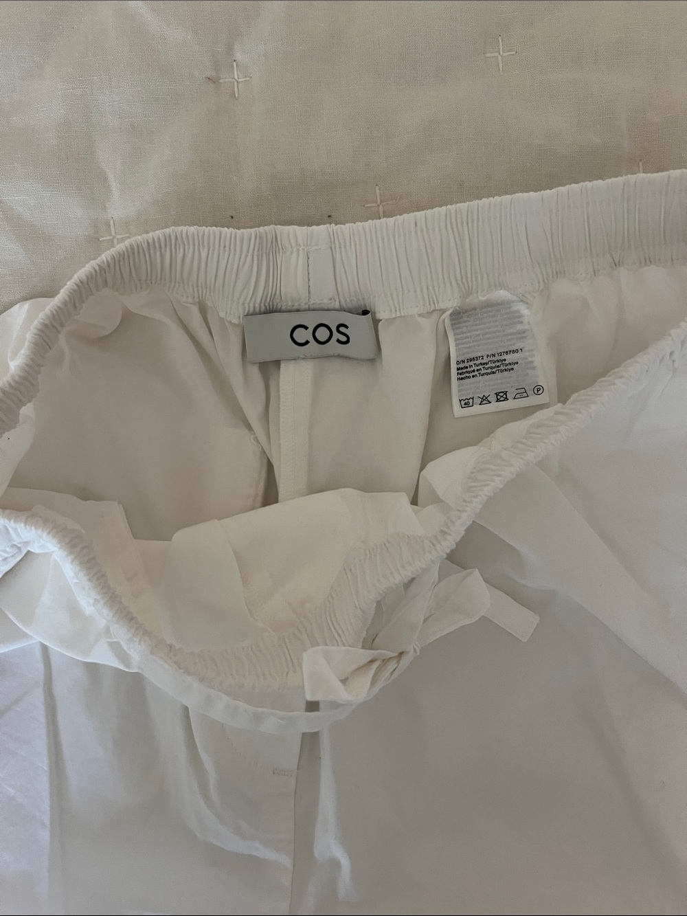 COS Cream-White Cotton Bermuda Shorts with Drawstring - Picture 2 of 5